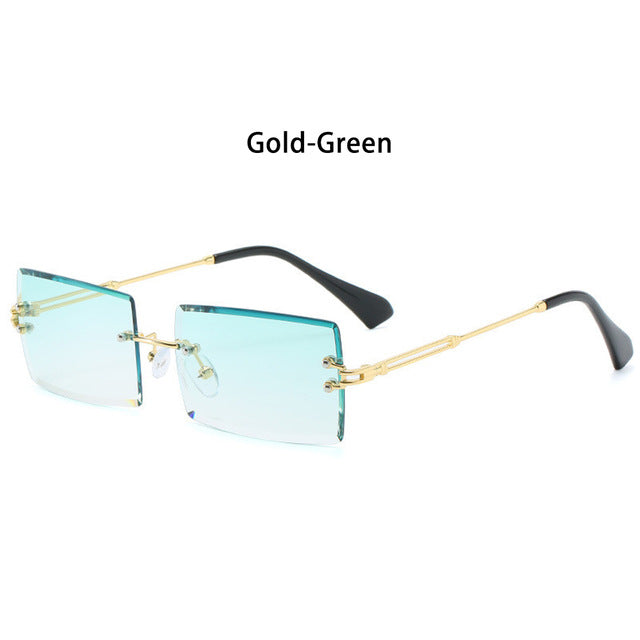 Buy ARICKS Rectangle Sunglasses for Women Men Vintage Rimless Square Sun  Glasses Candy Color (Gold - Brown) at Amazon.in