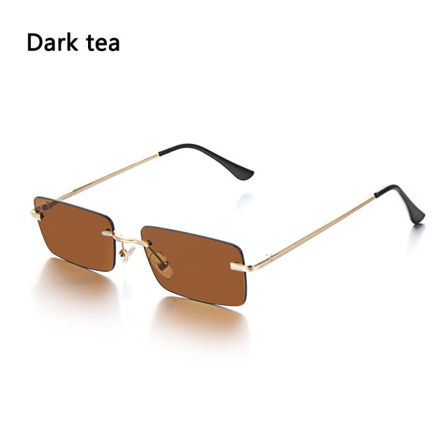 Rectangle Sunglasses for Men/Women Small Rimless Square Shade Eyewear